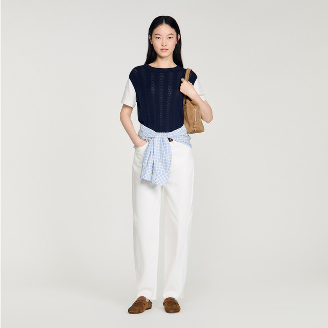 Pointelle knit jumper - Navy