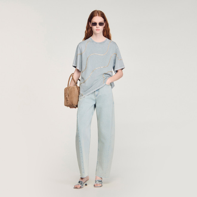 Rhinestone T shirt - Grey