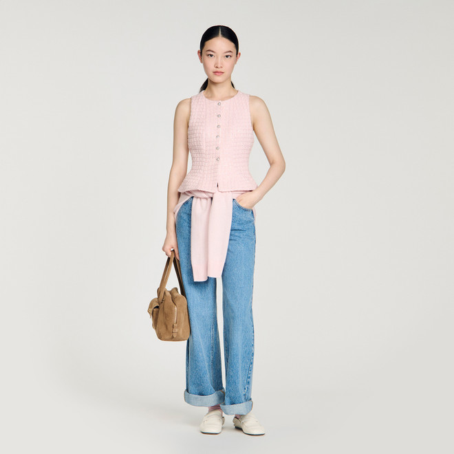 Beaded check tweed jacket - Pink