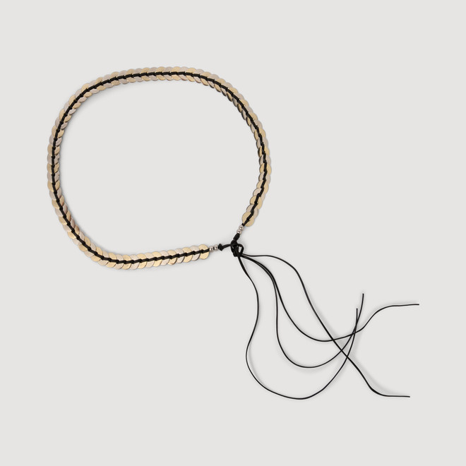 Jewellery belt with leather tie - Silver