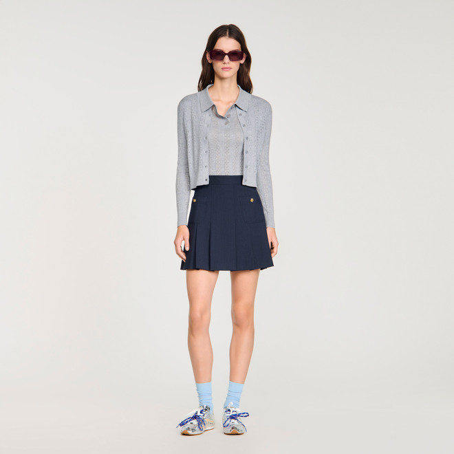 Pointelle knit cardigan - Grey