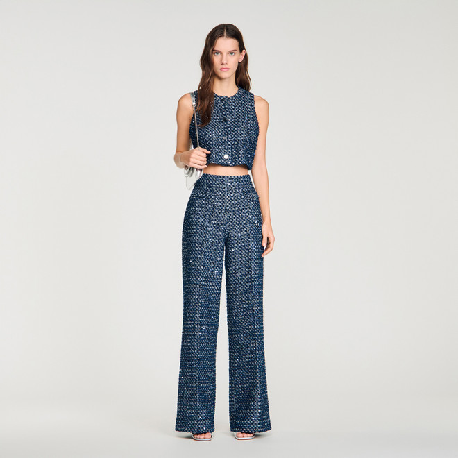 Sequin trousers - Navy