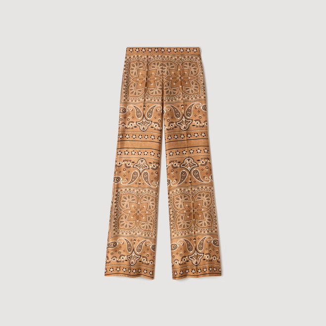Bandana print floaty trousers - Brown / Black