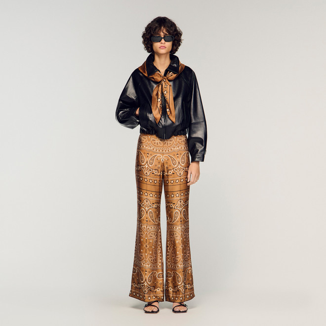 Bandana print floaty trousers - Brown / Black