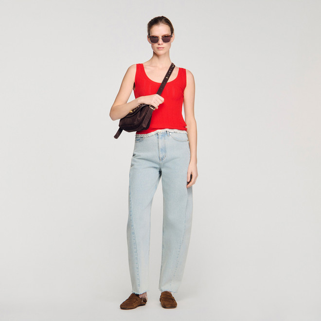 Knit and lace top - Red