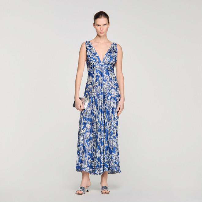 Floral print maxi dress - Blue / Ecru