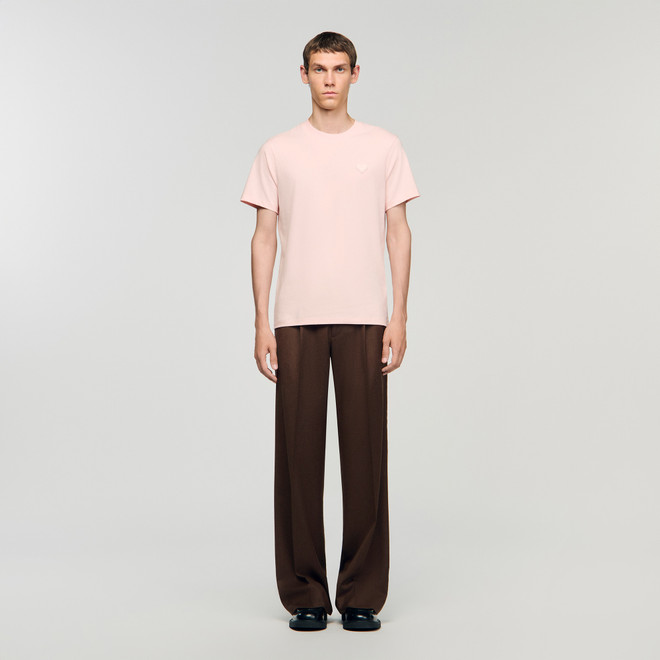 T shirt with heart patch - Pink