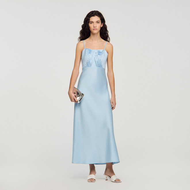 Satin effect maxi dress - Blue