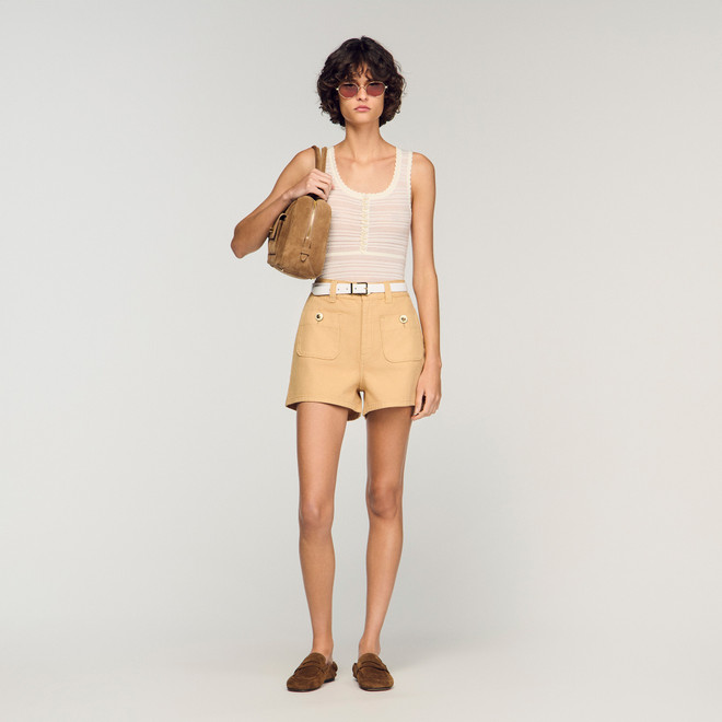 Denim shorts - Beige