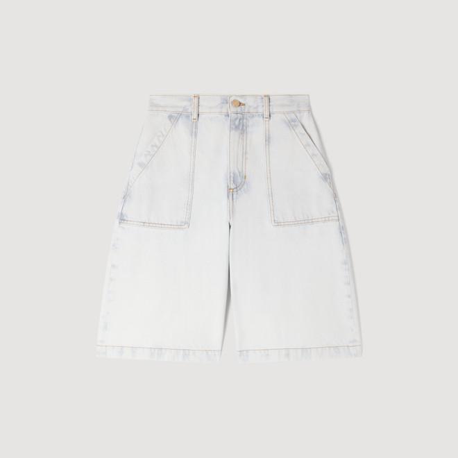 Washed denim Bermuda shorts - Blue