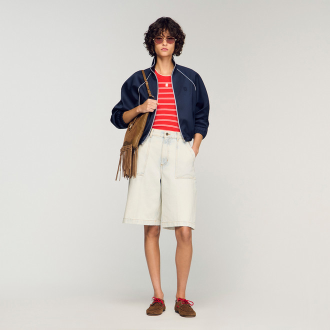 Washed denim Bermuda shorts - Blue