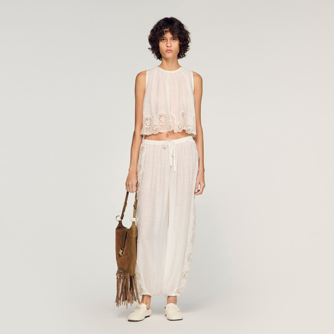 Crepon crop top - White