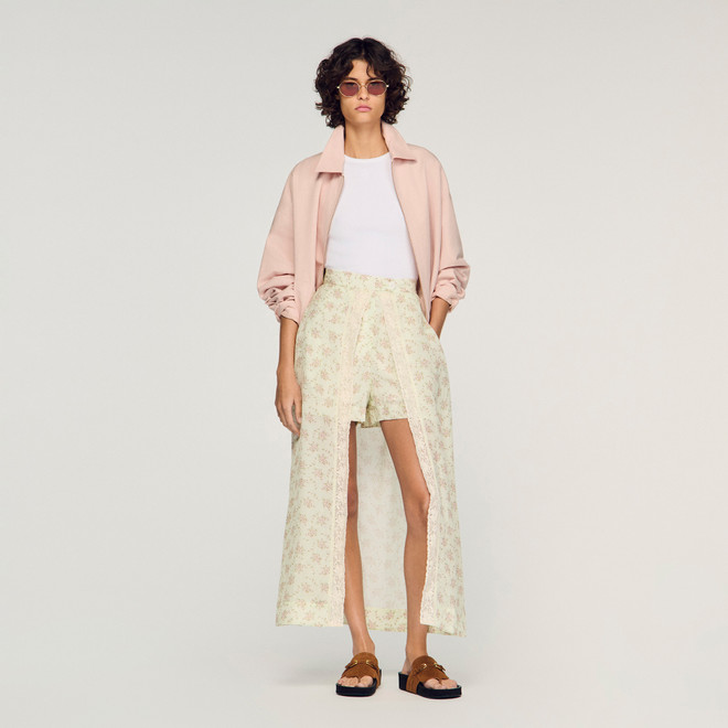 Floral print maxi skort - Pink