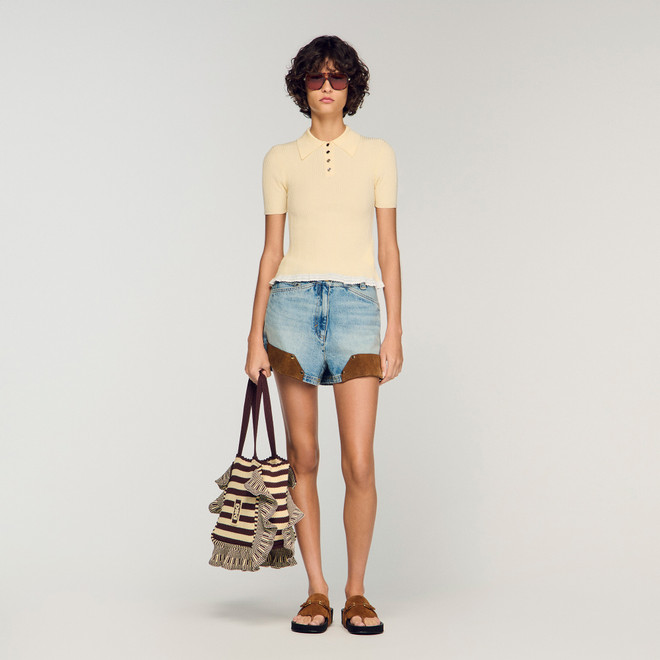 Knit polo shirt - Beige