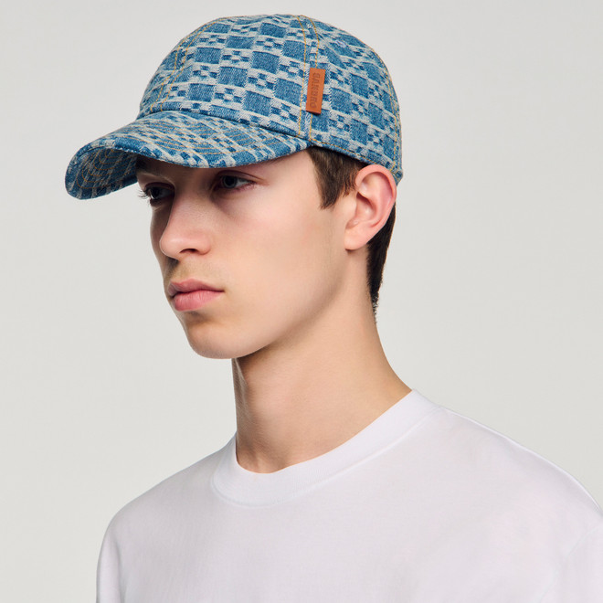 Denim cap with cross motif - Blue