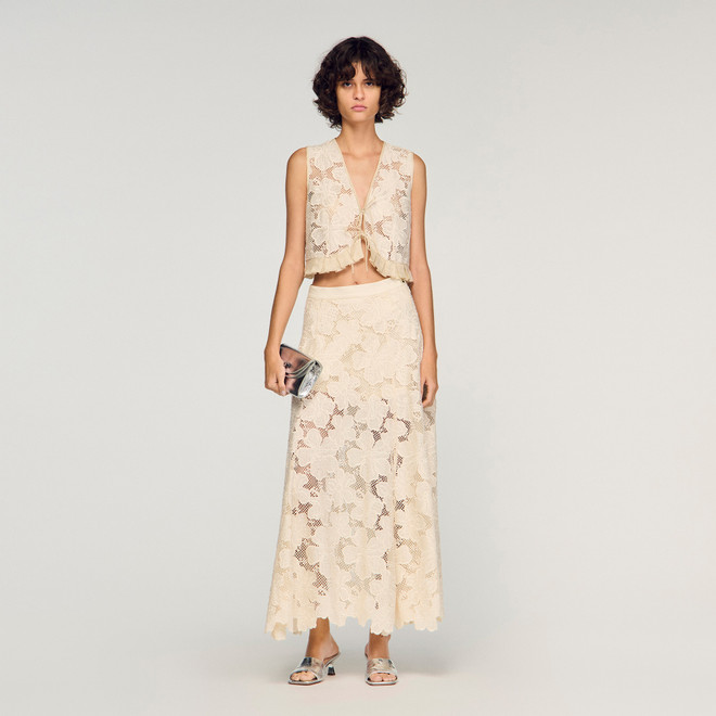 Long guipure skirt - Ecru