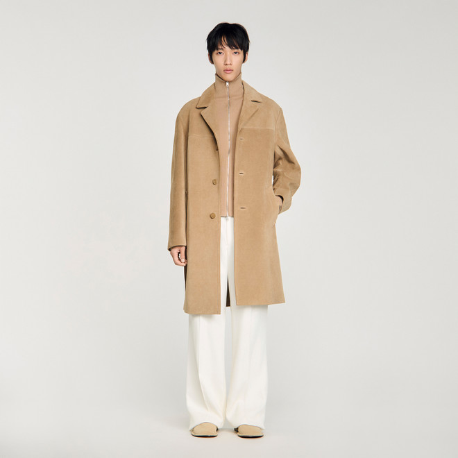 Tailored belted leather coat - Brown