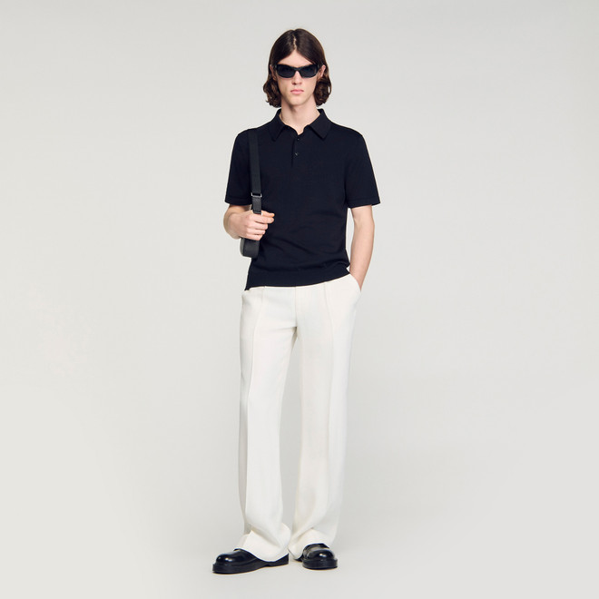 Cotton and silk polo shirt - Black