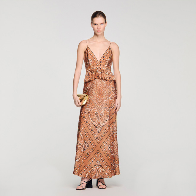 Bandana print maxi dress - Brown