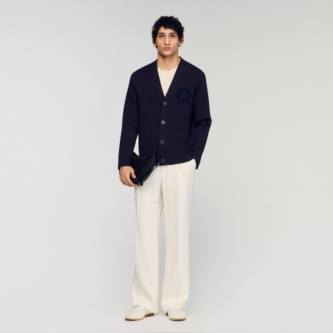 Flower crochet cardigan - Navy