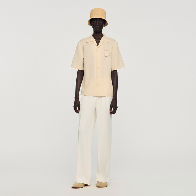 Loose fit floral crochet shirt - Yellow