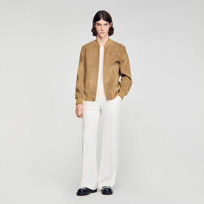 Zip up split leather jacket - Brown