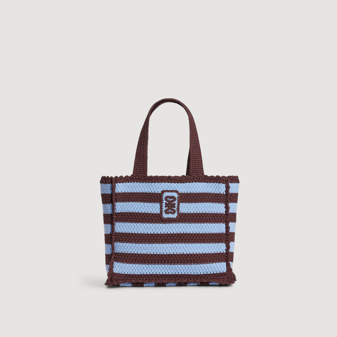 Striped crochet bag - Blue