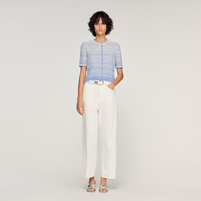 Decorative knit cardigan - Blue