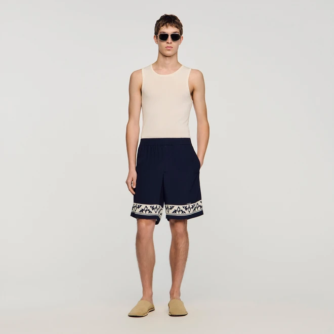 Contrast pattern floaty shorts - Navy