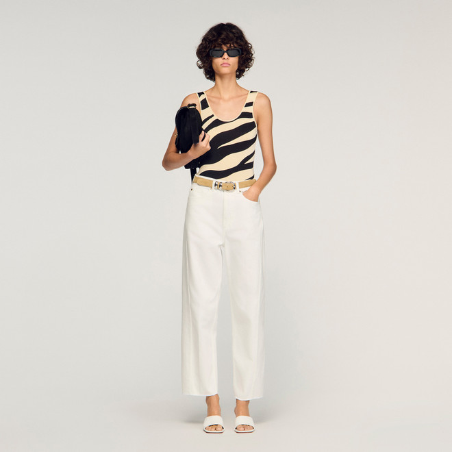 Zebra print knit bodysuit - Black