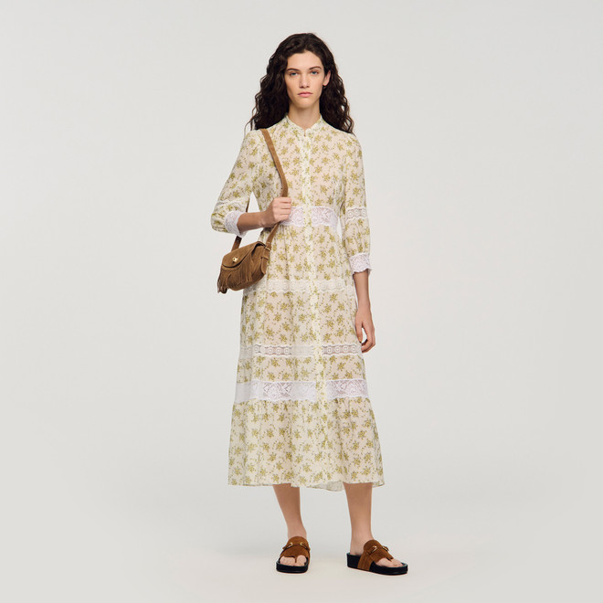 Floral lace maxi dress - Green