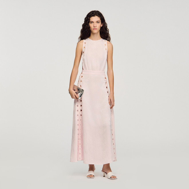 Flower jacquard maxi dress - Pink