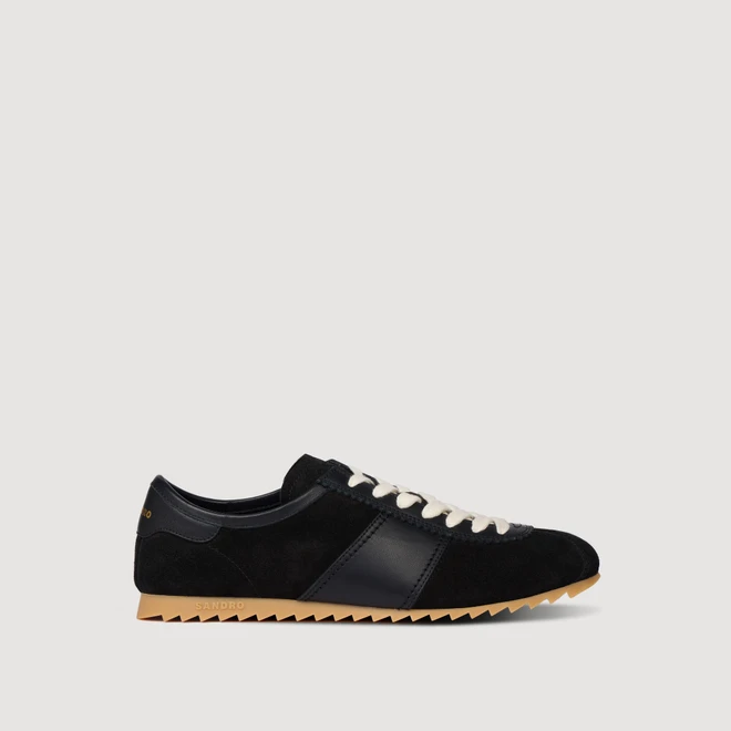 Low top leather and suede trainers - Black