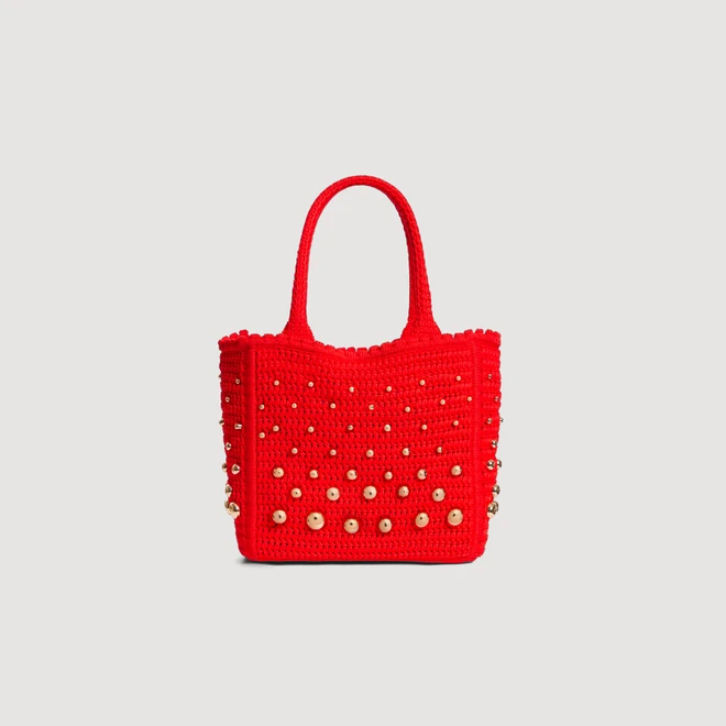 Studded crochet bag - Red