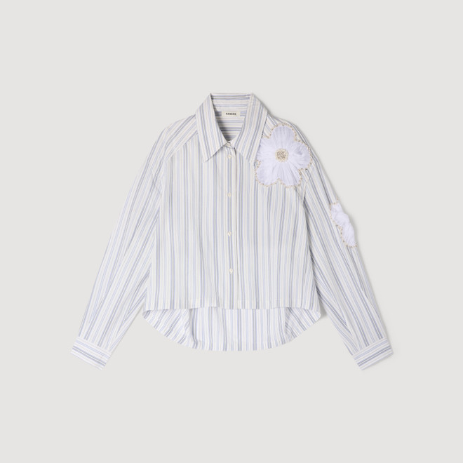 Striped embroidered shirt - Blue