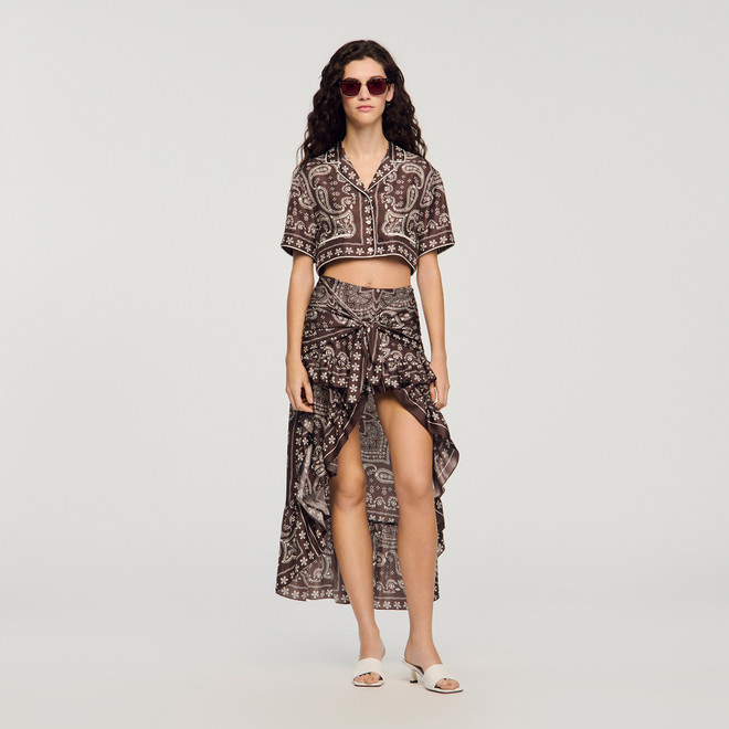 Bandana print short skirt - Brown