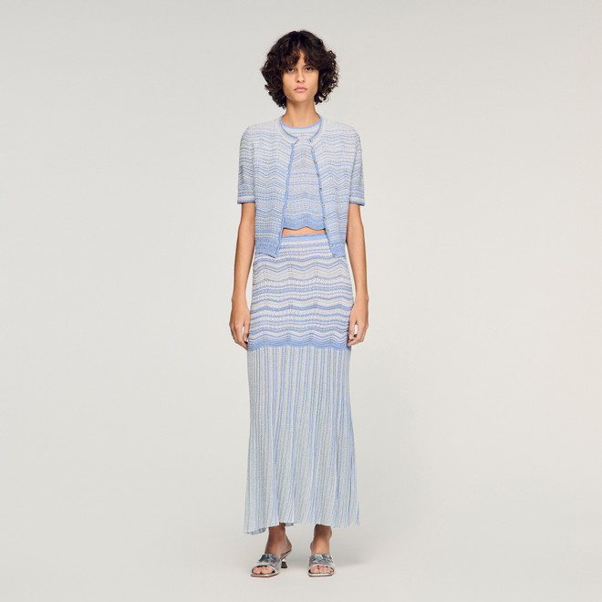 Long decorative knit skirt - Blue