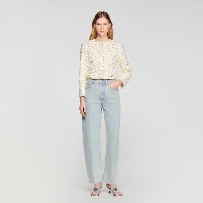 Geometric sequin jacket - Ecru
