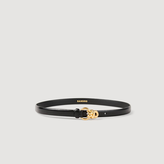 Slim leather belt - Black