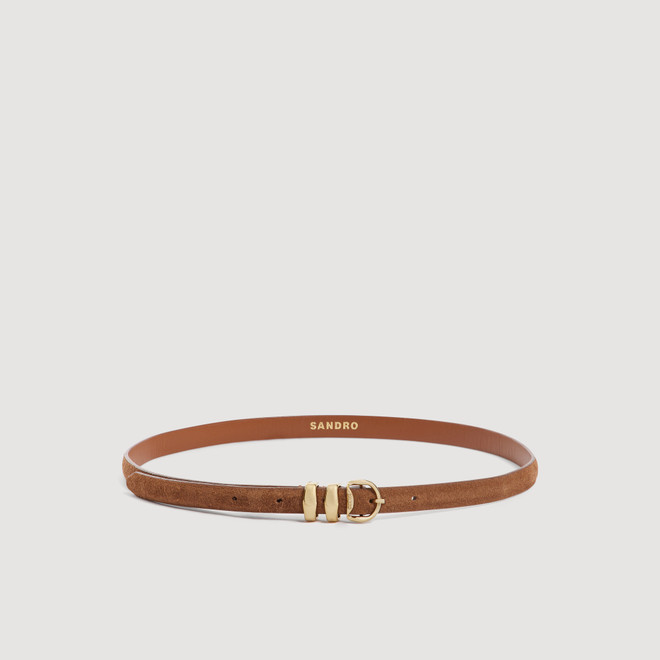 Suede leather belt - Beige