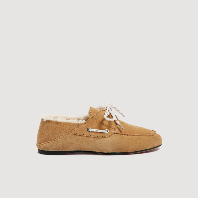 Shearling boat shoes - Camel
