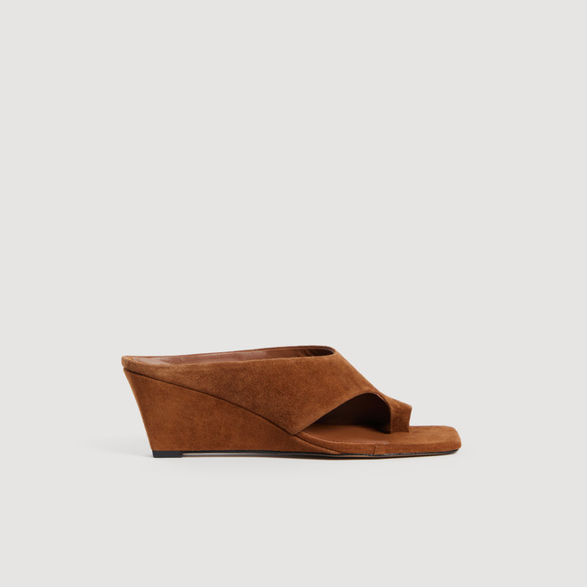 Suede wedge sandals - Brown
