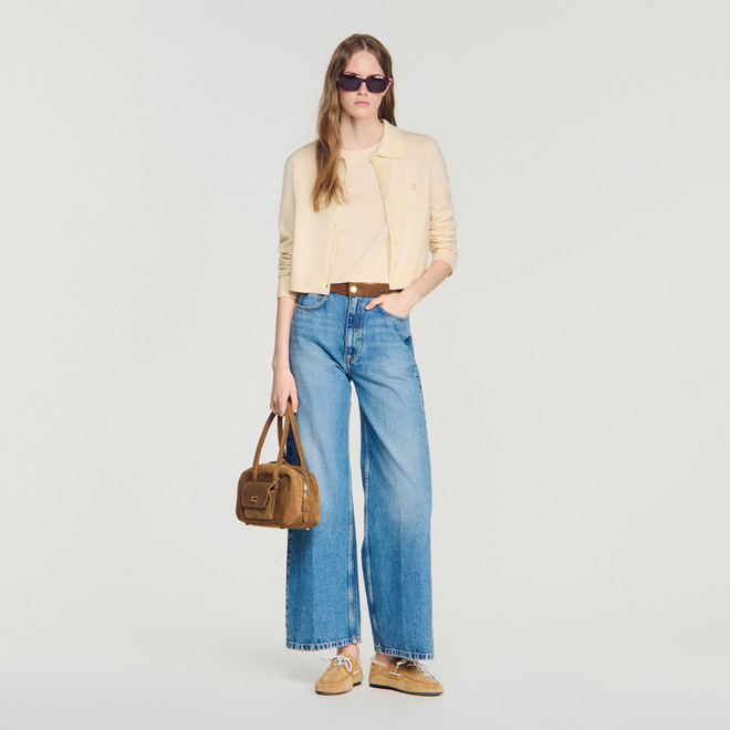 Cardigan with shirt collar - Neutral