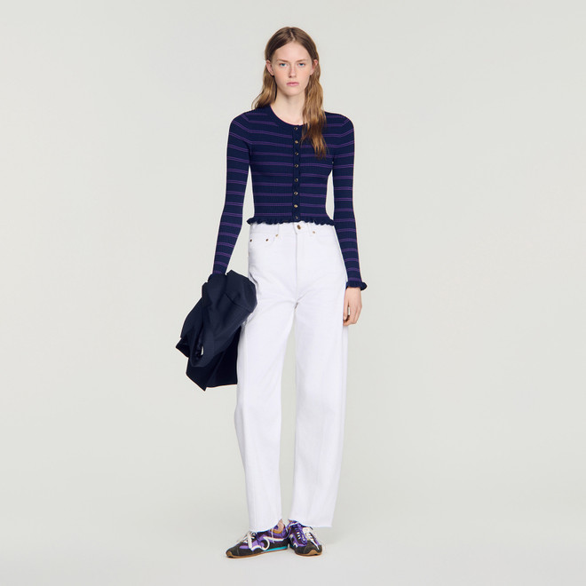 Striped knit cardigan - Navy