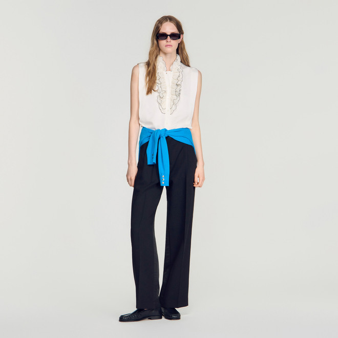 Ruffled collar shirt - Ecru