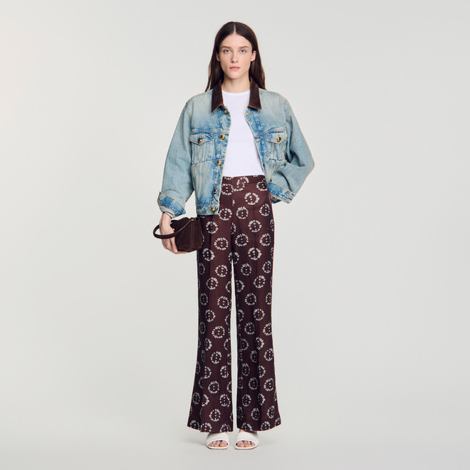 Floral-print floaty trousers - Brown