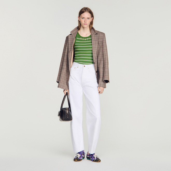 Striped vest top with tassels - Green