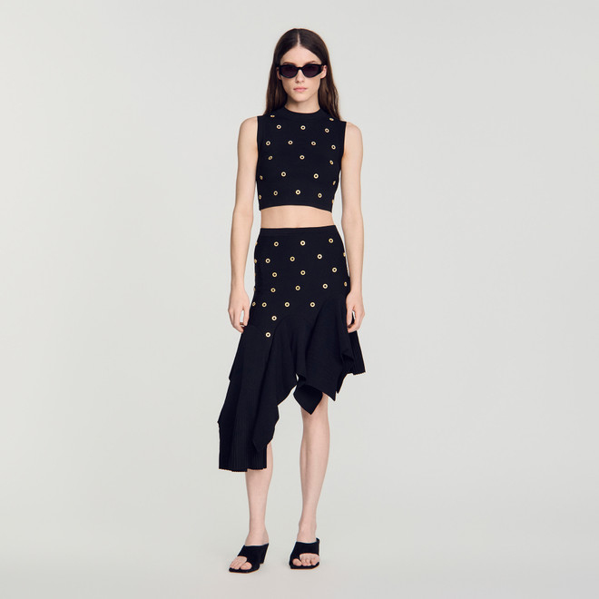 Studded knit top - Black