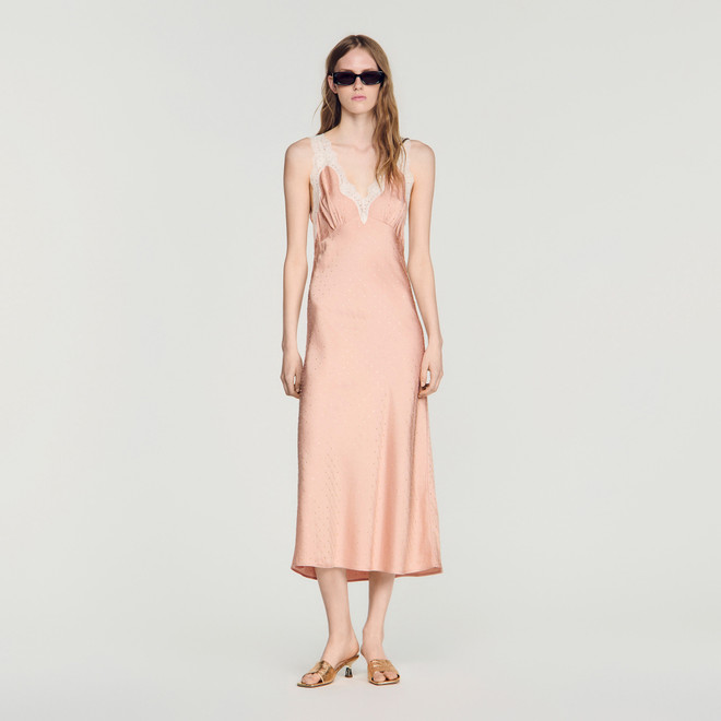 Rhinestone lingerie-style dress - Nude