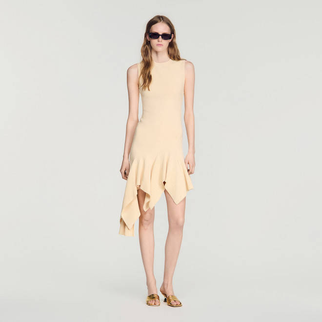 Asymmetric knit dress - Neutral